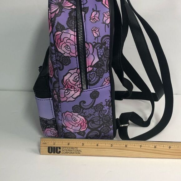 kuromi roses lace mini backpack purple sanrio zippered front pocket adju… - Picture 5 of 6